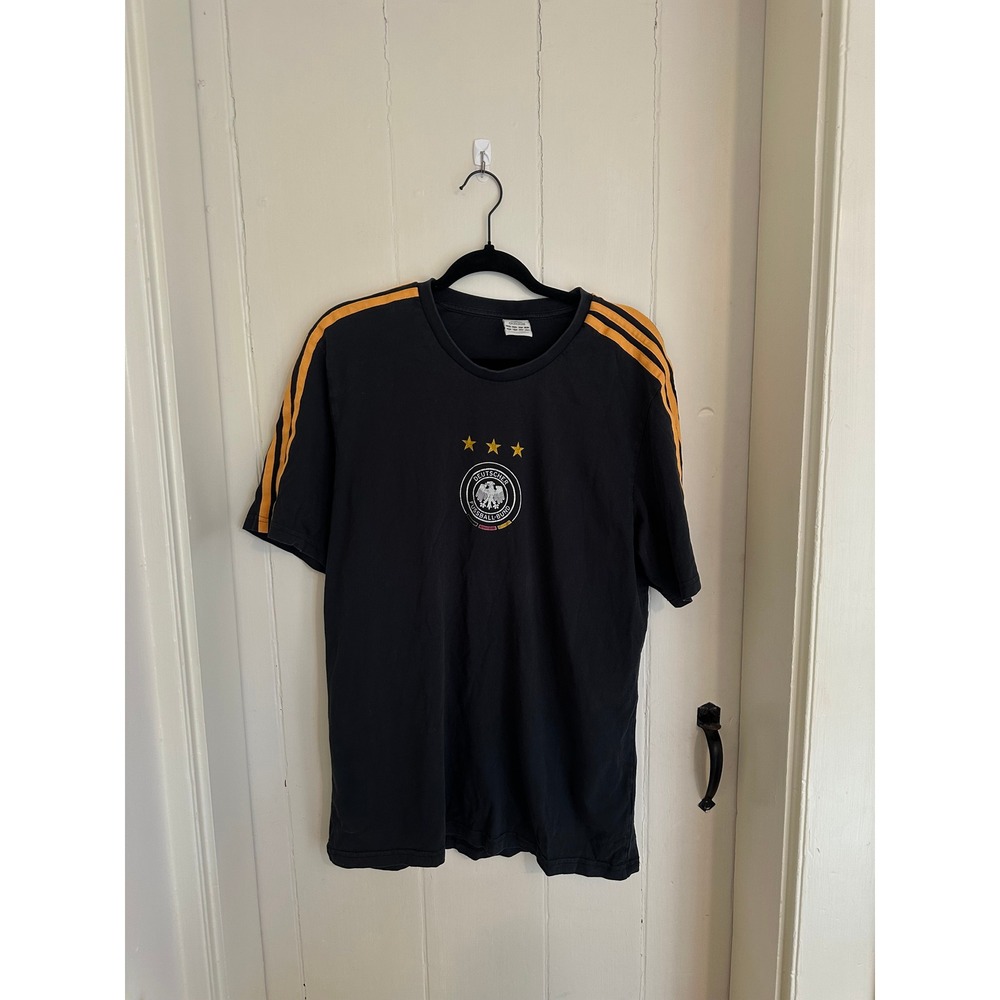 Adidas Germany‎ DFB National Team T-Shirt Black Orange 3-Stripe Large Vintage
